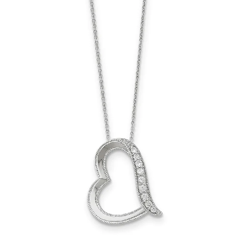 Statement Necklace for Women-Rhodium Plated Sterling Silver & CZ Daughter-in-Law Heart Necklace