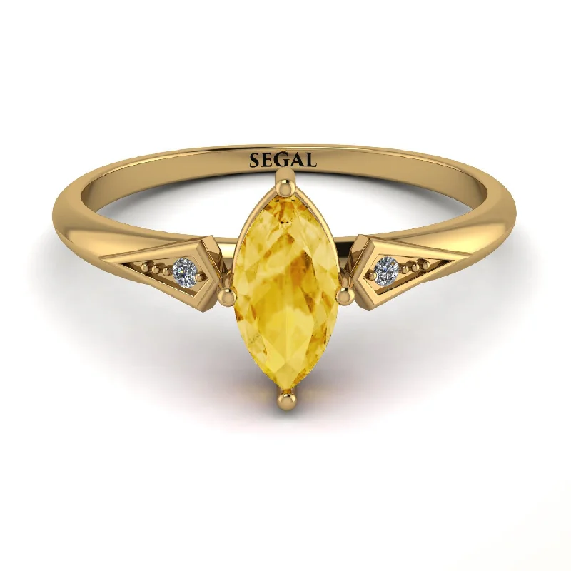 Matching Wedding Rings for Couples-Marquise Citrine Geometrical Engagement Ring - Reese No. 601