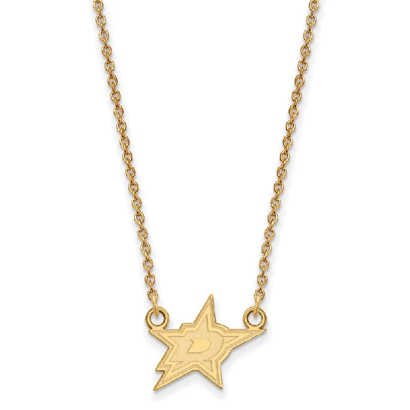 Custom Necklace for Special Celebrations-10k Yellow Gold NHL Dallas Stars Small Necklace, 18 Inch