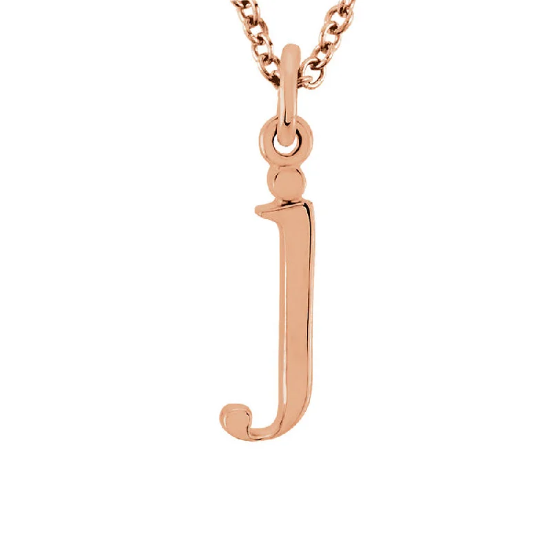 Long Necklace with Gemstones-The Abbey Lower Case Initial 'j' Necklace in 14k Rose Gold, 16 Inch