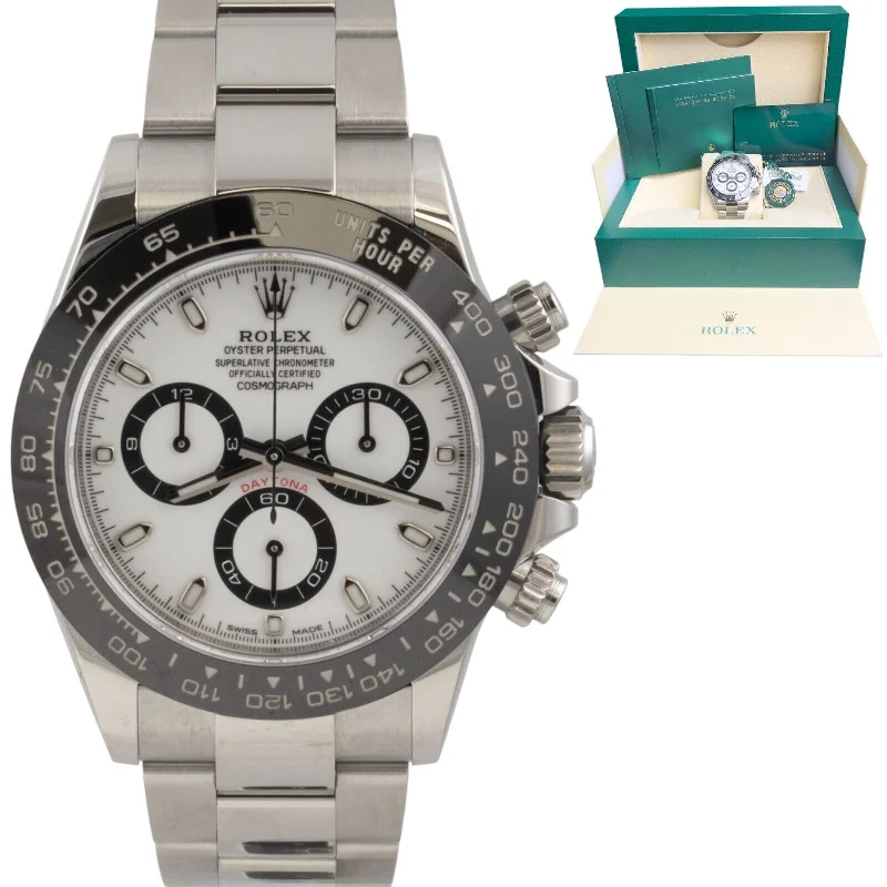 Fashionable Watches for Women with Bold Colors-2022 Rolex Daytona Cosmograph PANDA White Steel 116500 LN BOX + PAPERS