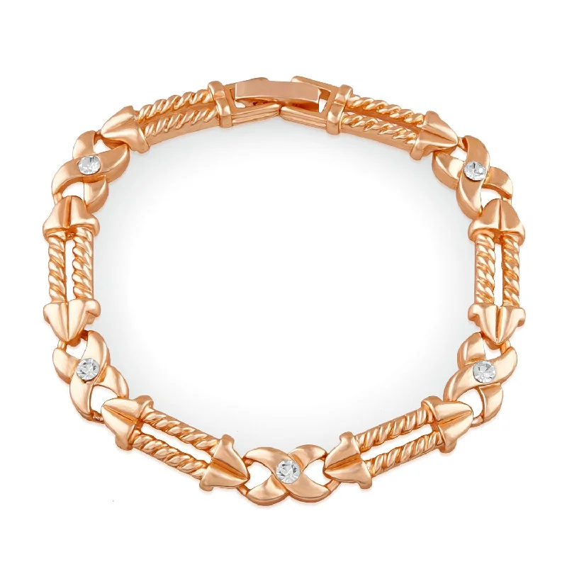 Stackable Bangles for Fashion-Mahi Rose Gold Plated Eternal Love Crystal Bracelet for girls and women - BR1100345ZWhi