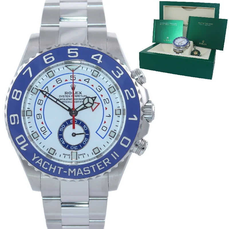 Sports Watches for Outdoor Activities-2023 MINT Rolex Yacht-Master 2 NEW MERC HANDS Steel Blue 116680 Watch Box