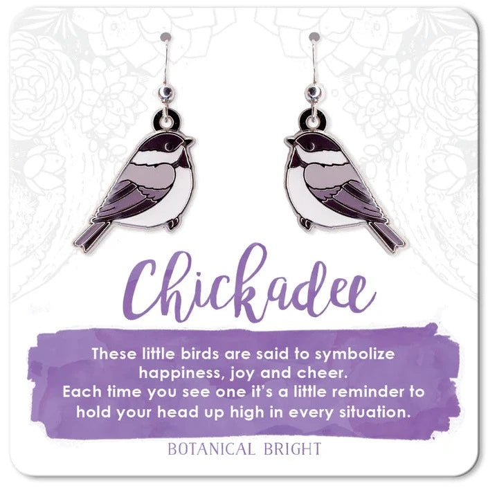 Chunky Statement Earrings for Bold Style-Botanical Bright Dangle Earrings - Chickadee