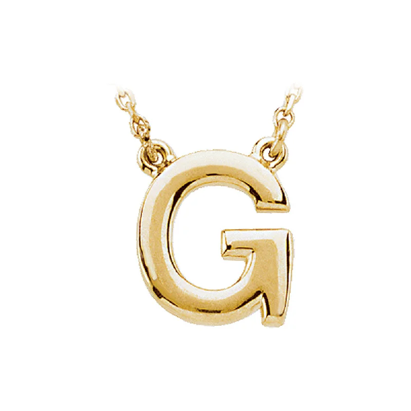 Simple Gold Pendant Necklace-14K Yellow Gold, Kendall Collection, Block Initial G Necklace, 16 Inch