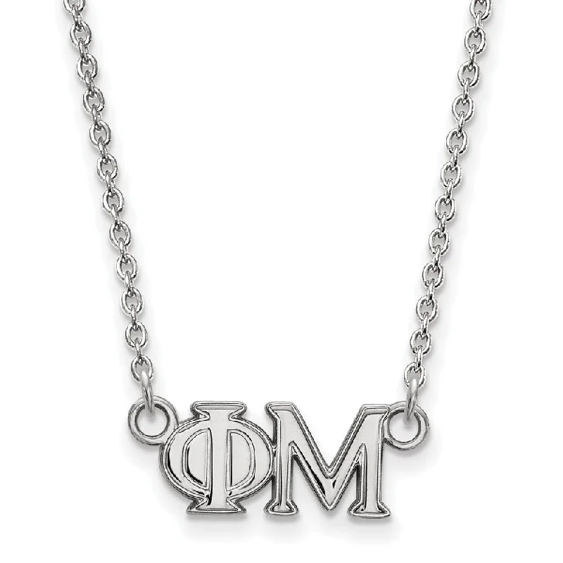 Chunky Necklace for Bold Style-Sterling Silver Phi Mu Medium Necklace