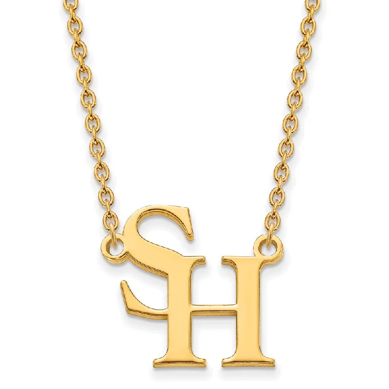 Diamond Necklace for Wedding-14k Yellow Gold Sam Houston State Large Pendant Necklace