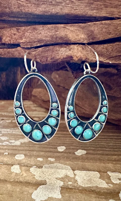 Handcrafted Gemstone Earrings-DISCO TURQUOISE Mexican Sterling Silver Earrings