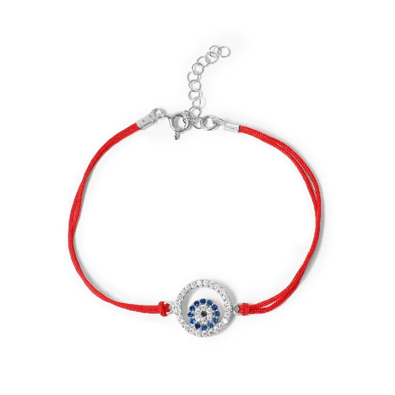 Unique Custom Bracelet for Fashionistas-Stainless Steel CZ Evil Eye Pendant Bracelet / DIS0041