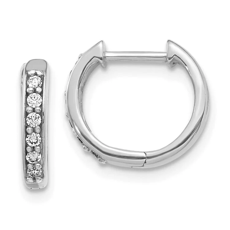 Chic Drop Earrings-14k White Gold Diamond Hinged Hoop Earrings