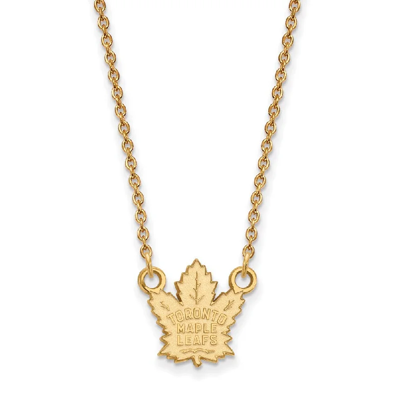 Classic Gemstone Necklace for Weddings-14k Yellow Gold NHL Toronto Maple Leafs Small Necklace, 18 Inch