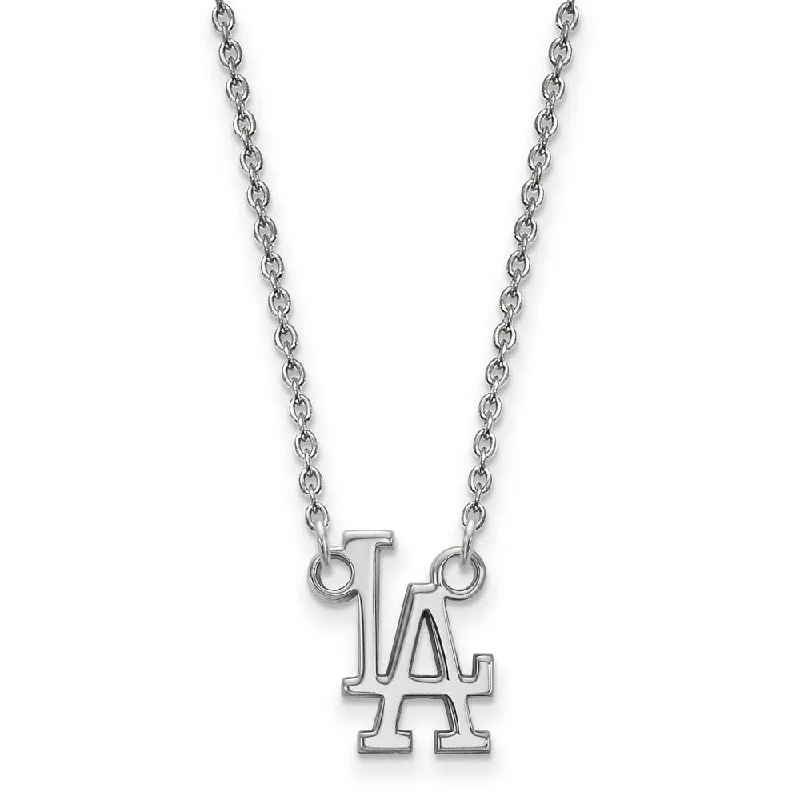 Statement Necklace with Gemstones-Sterling Silver Rh-Plated MLB LA Dodgers Small Pendant Necklace, 18 In