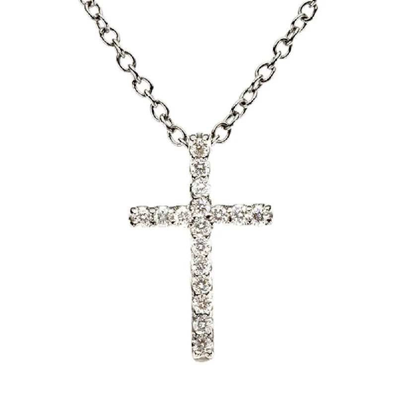 Long Chain Necklace for Stylish Look-.085 cttw Diamond Cross Necklace in Platinum