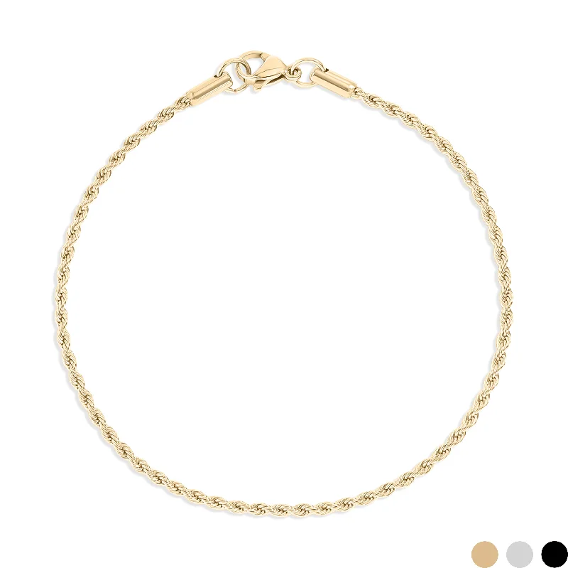 Pearl Bracelet for Brides-18K Gold PVD Stainless Steel Coated Rope Chain Bracelet/Anklet / BRJ1000