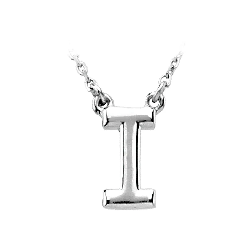 Layered Necklace for Special Occasions-14K White Gold, Kendall Collection, Block Initial I Necklace, 16 Inch