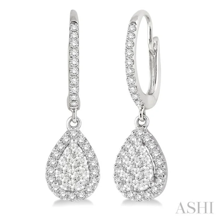 Stud Earrings for Every Day-5/8 Ctw Pear Shape Diamond Lovebright Earrings in 14K White Gold