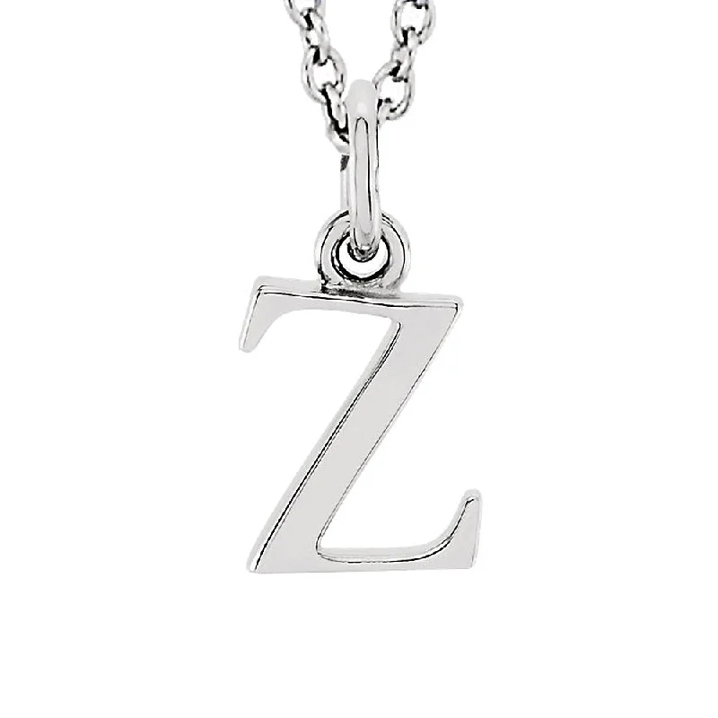 Layered Silver Necklace for Trendy Look-The Abbey Lower Case Initial 'z' Necklace in 14k White Gold, 16 Inch