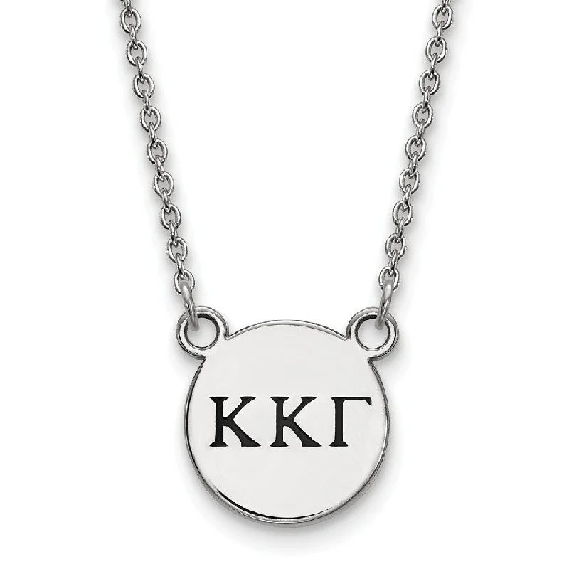 Adjustable Necklace for Comfortable Wear-Sterling Silver Kappa Kappa Gamma Small Enamel Greek Letters Necklace