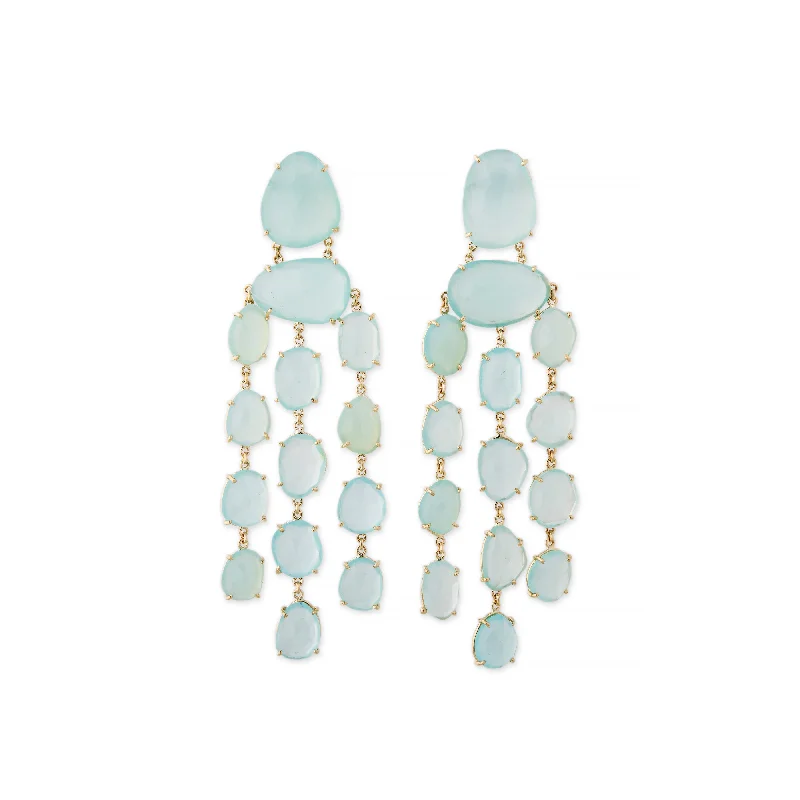 Ethnic Drop Earrings for Festivals-FREEFORM CHALCEDONY CHANDELIER EARRINGS