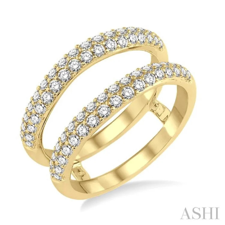 Silver Stackable Rings for Fashion-1 Ctw Round Cut Diamond Insert Ring in 14K Yellow Gold