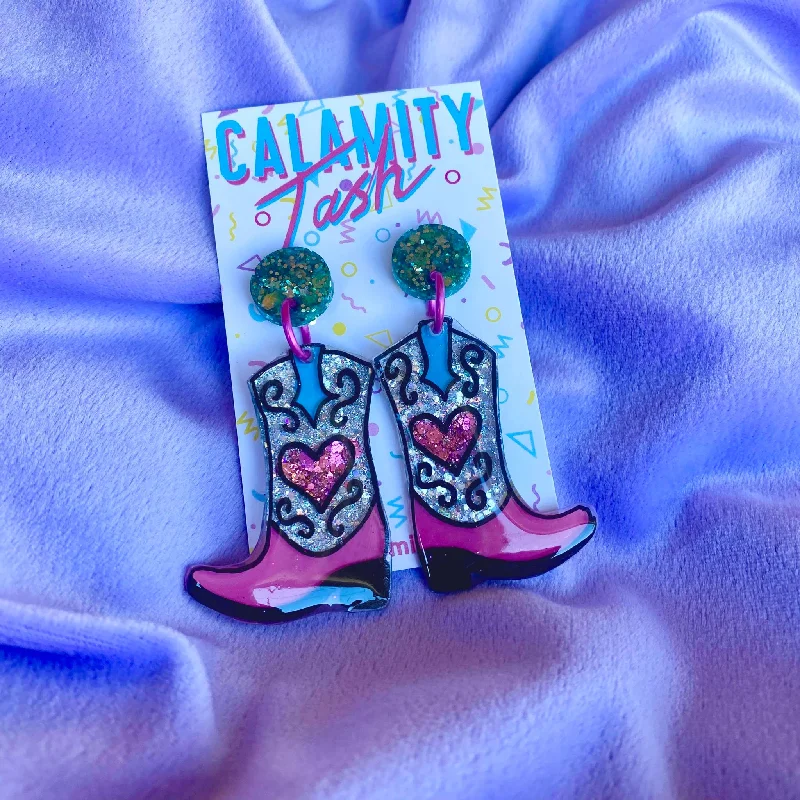 Gorgeous Earrings for Bridesmaids-Calamity Tash - Cowboy Boot Earrings Various