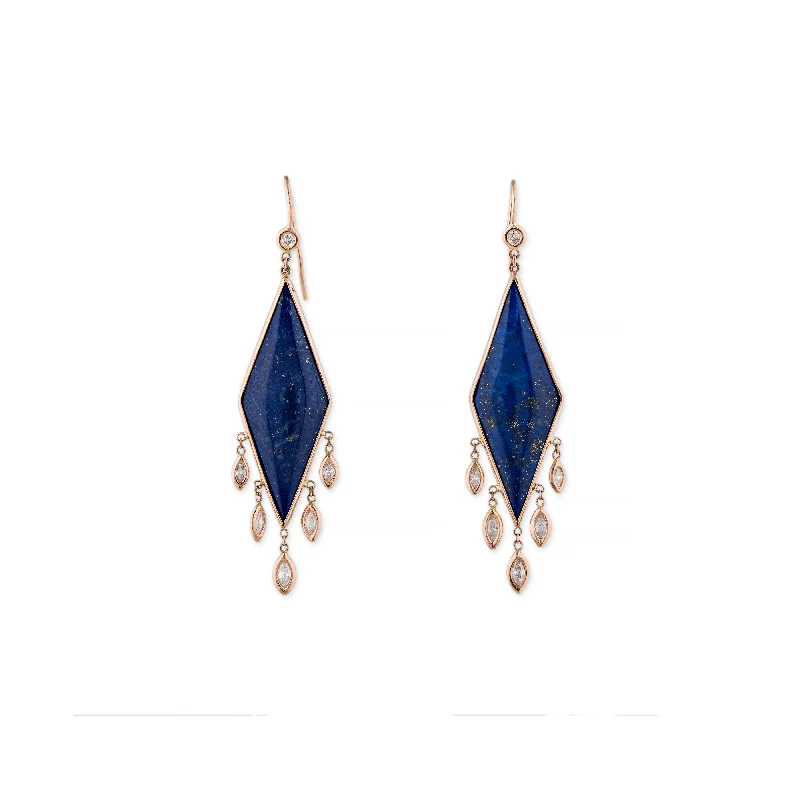 Trendy Earrings for Special Occasions-LAPIS KITE + MARQUISE DIAMOND SHAKER EARRINGS