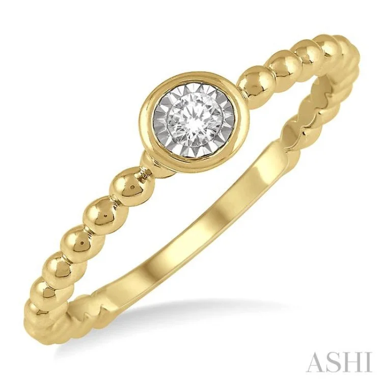 Personalized Name Ring-1/50 Ctw Round Cut lattice Diamond Promise Ring in Ball Shape 10K Yellow Gold