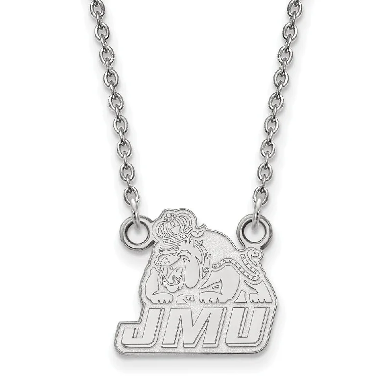 Silver Beaded Necklace for Fashion-Sterling Silver James Madison U Small Logo Pendant Necklace