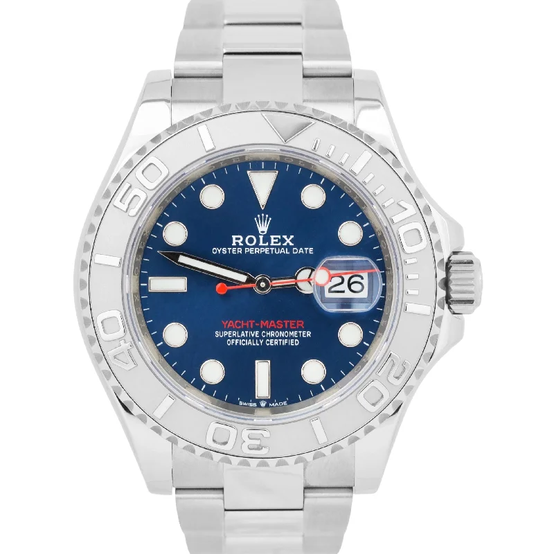 Elegant Watches for Evening Wear-MINT Rolex Yacht-Master 40mm BLUE Platinum Stainless Steel Oyster Watch 126622