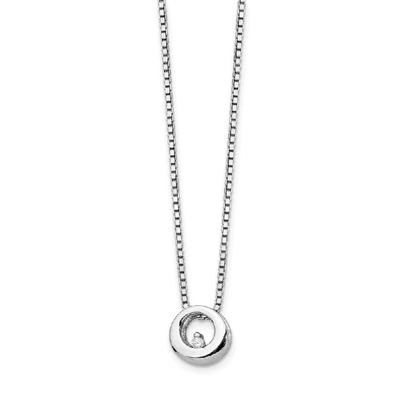 Cute Necklace for Teen Girls-Diamond Accent 9mm Circle Necklace, Rhodium Plated Silver, 18-20 Inch