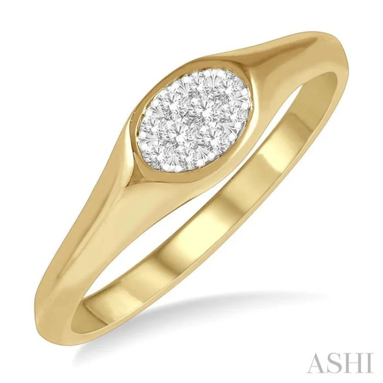 Customizable Promise Ring-1/8 ctw Oval Shape Lovebright Diamond Ring in 14K Yellow And White Gold