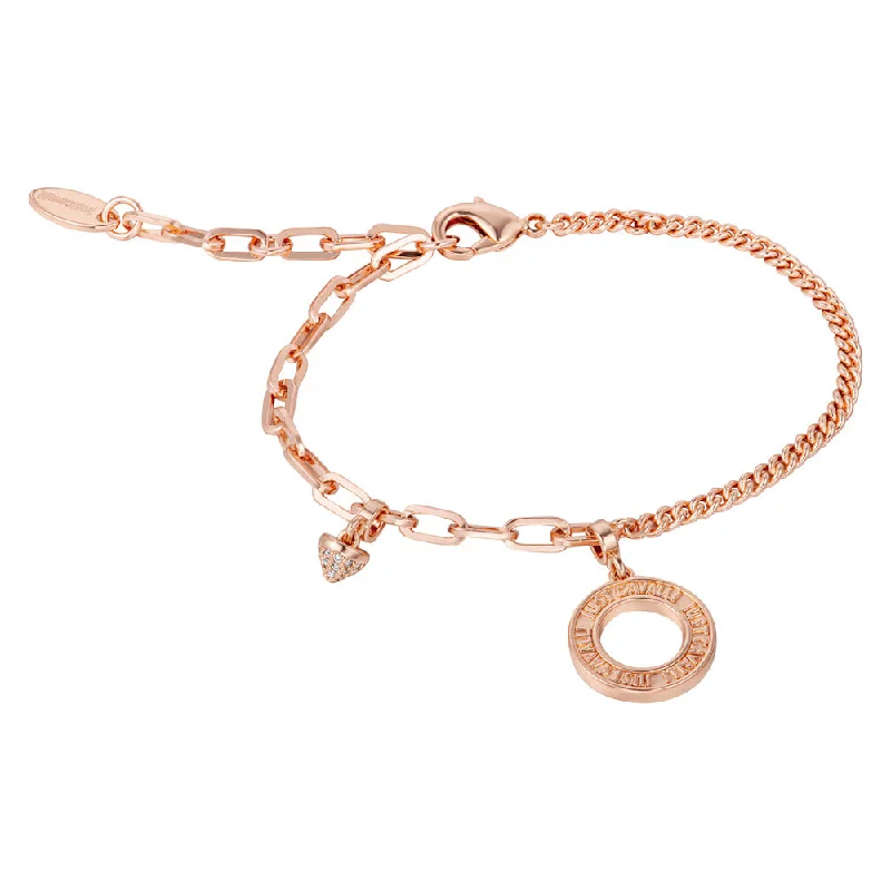 Handmade Leather Bracelet with Metal Charms-Women Glam Rose Gold Bracelet