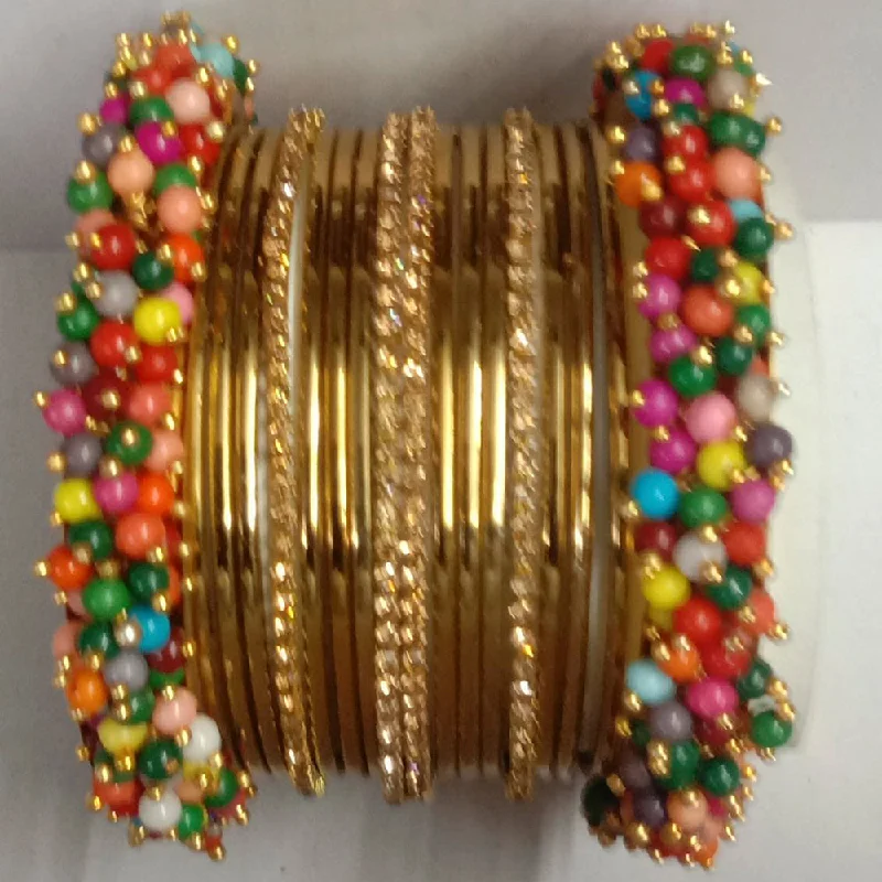 Chunky Gold Bangles for Bold Fashionistas-Shree Asha Bangles Gold Plated Austrian Stone Bangles Set - D no. 1894