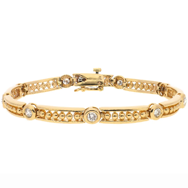 Beaded Charm Bracelet for Summer-14K Yellow Gold Diamond Bracelet