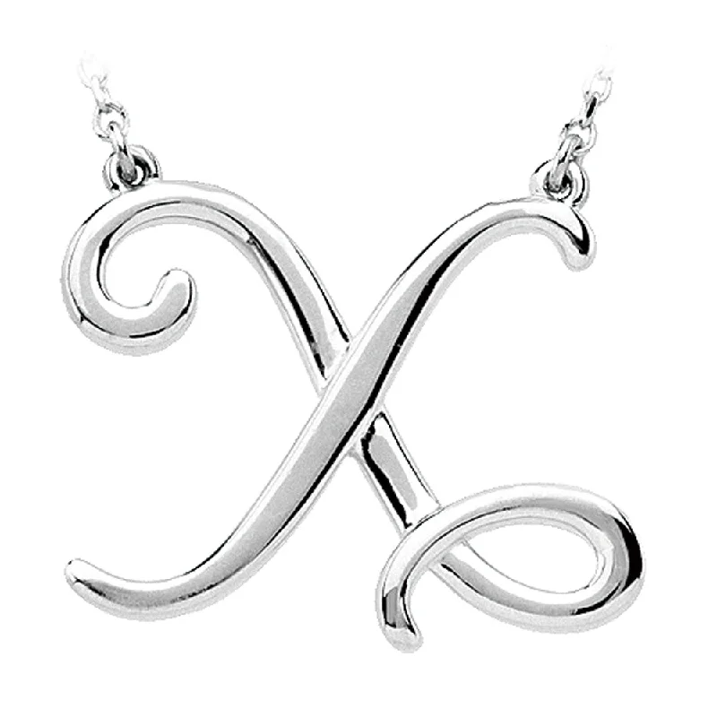 Chunky Necklace for Bold Style-Sterling Silver, Olivia Collection, Medium Script Initial X Necklace