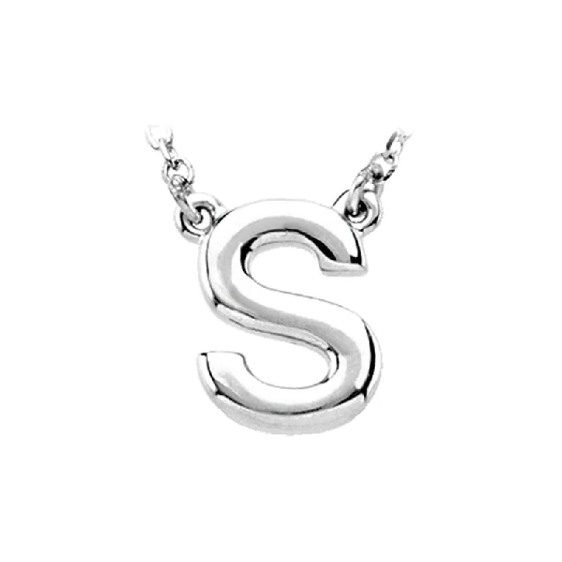 Gold Bar Necklace for Trendy Style-Sterling Silver, Kendall Collection, Block Initial S Necklace, 16 Inch