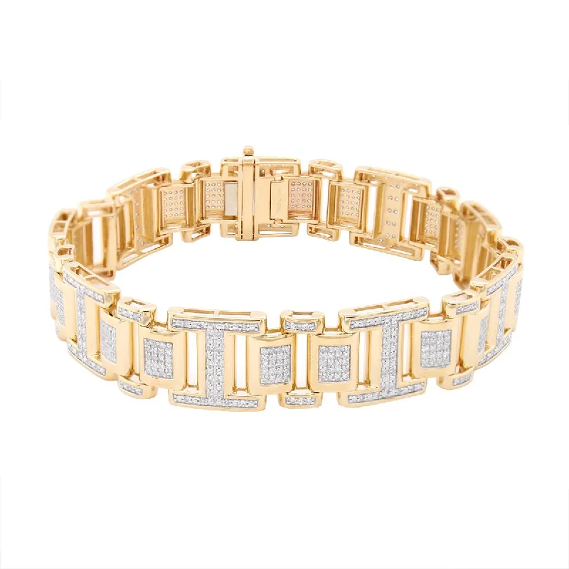 Unique Handmade Bracelet for Special Gifts-MEN'S MODERN YELLOW GOLD BRACELET WITH 576 ROUND CUT DIAMONDS, 2 1/2 CT TW