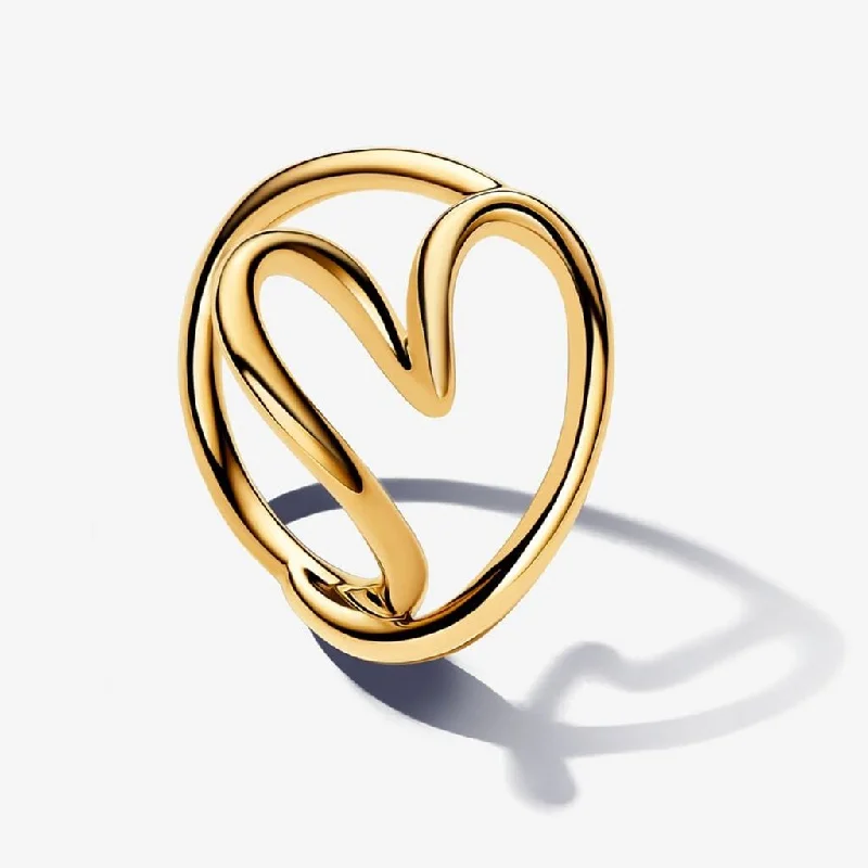 Unique Gold Ring for Fashionistas-PANDORA : Organically Shaped Heart Ring in Gold