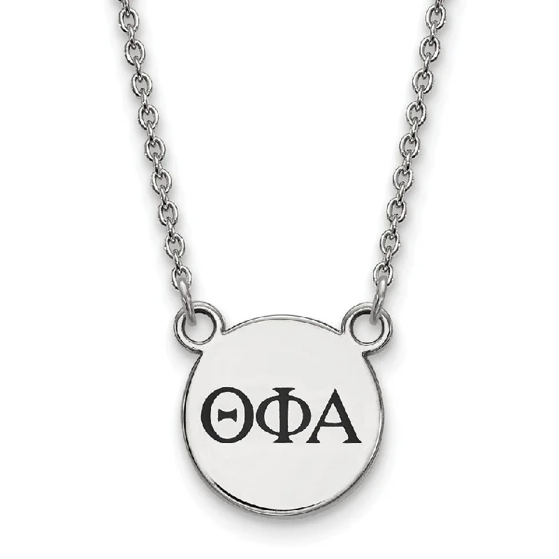 Customizable Necklace for Gifts-Sterling Silver Theta Phi Alpha Small Enamel Greek Letters Necklace