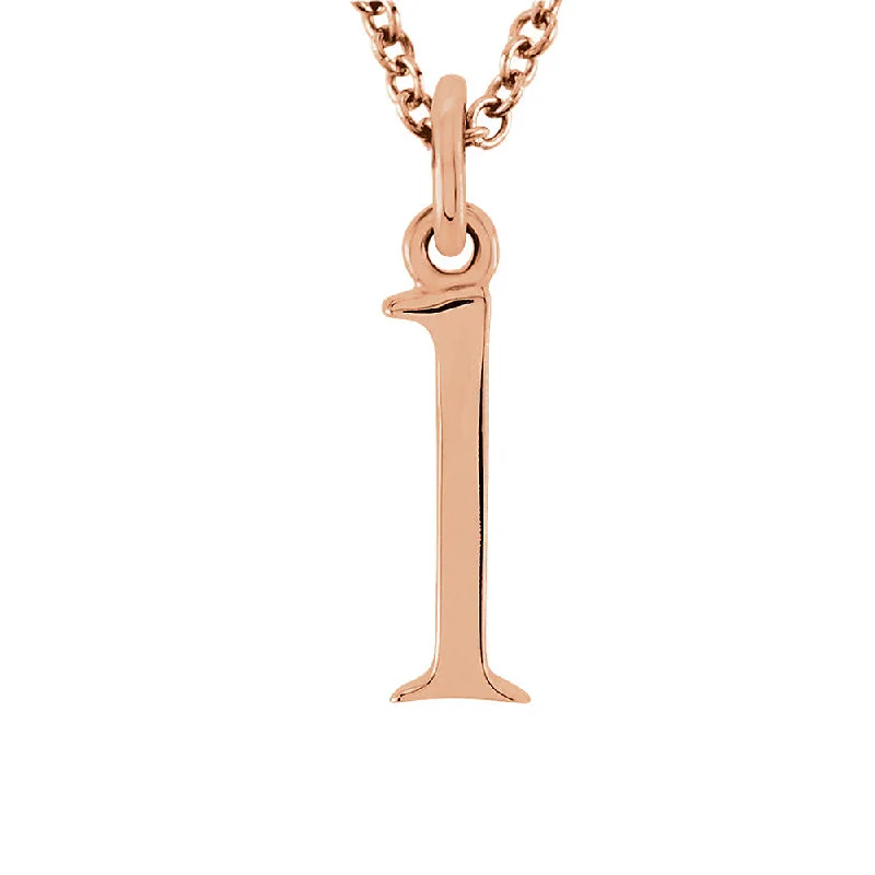 Minimalist Necklace for Every Day-The Abbey Lower Case Initial 'l' Necklace in 14k Rose Gold, 16 Inch