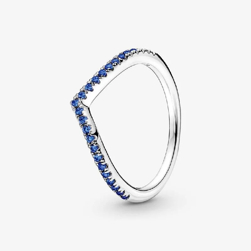 Personalized Wedding Band for Couples-PANDORA : Pandora Timeless Wish Sparkling Blue Ring