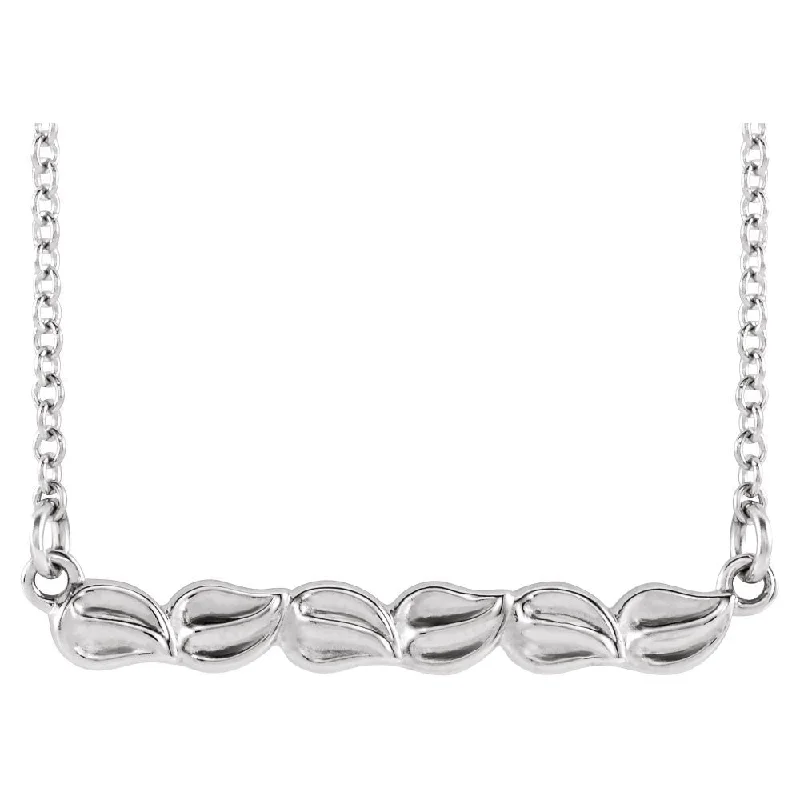 Statement Necklace for Women-Sterling Silver Leaf Bar Necklace, 16-18 Inch