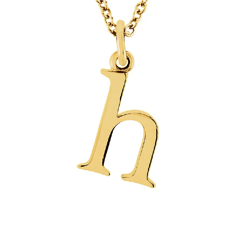 Simple Gold Pendant Necklace-The Abbey Lower Case Initial 'h' Necklace in 14k Yellow Gold, 16 Inch