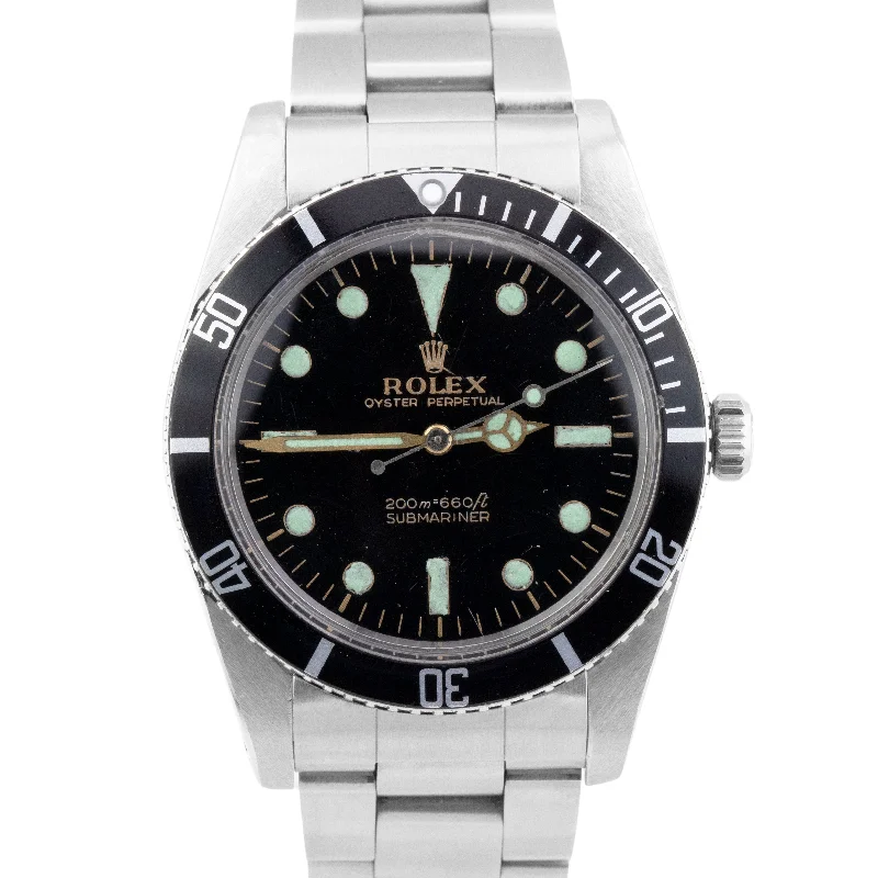 Designer Watches for Men with Leather Bands-VINTAGE 1962 Rolex Submariner No-Date 5513 38mm Small Crown Automatic Watch