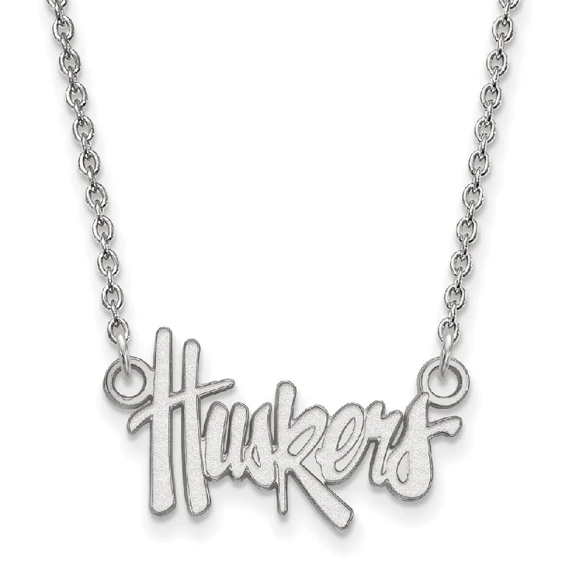 Modern Gold Necklace for Women-Sterling Silver U of Nebraska Small Huskers Pendant Necklace