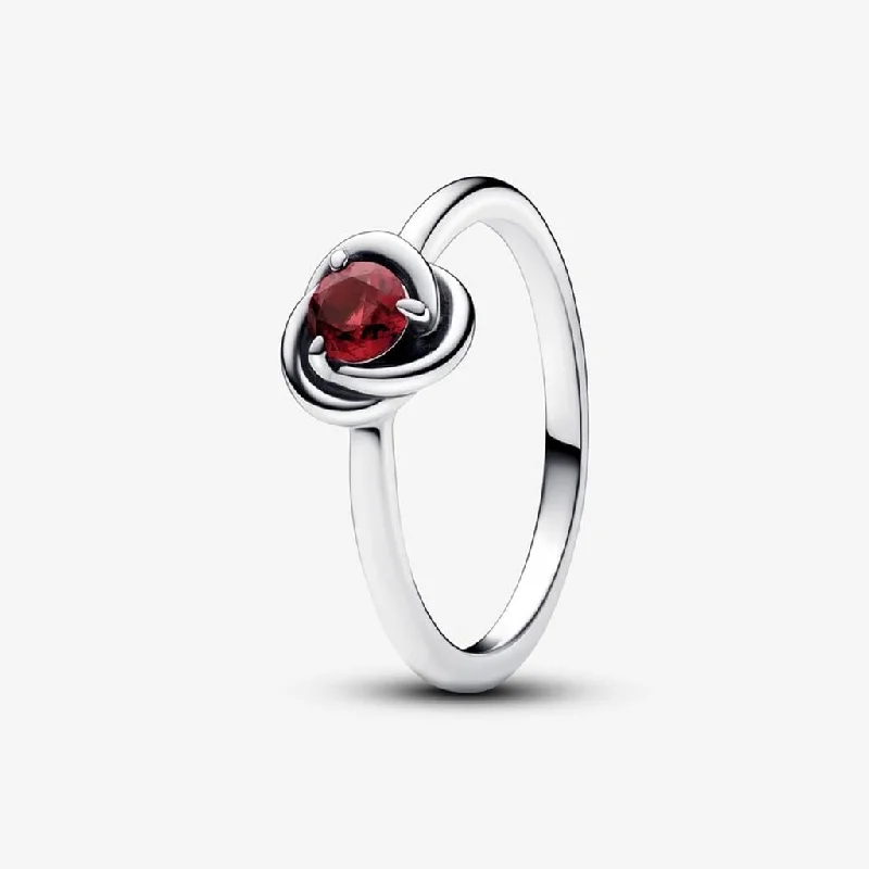 Silver Engagement Ring for Minimalist Style-PANDORA : July True Red Eternity Circle Ring