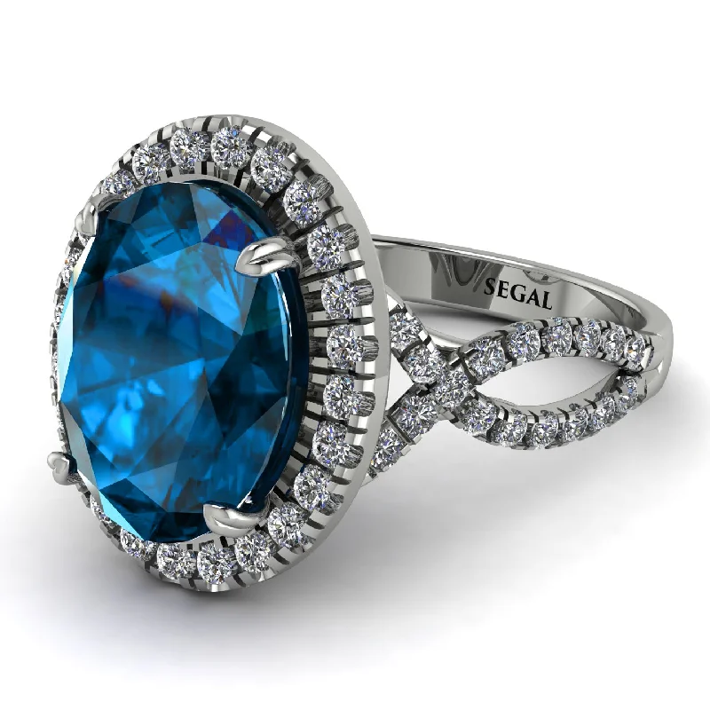 Luxury Ring for Elegant Fashion-Glamorous Oval Blue Topaz Ring - Jordyn No. 503