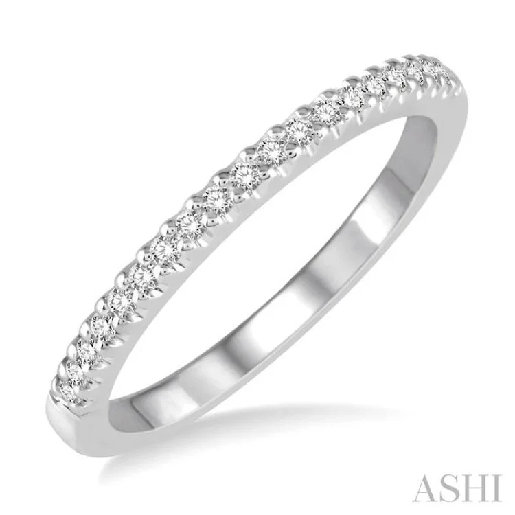 Custom Diamond Ring for Engagement-1/6 Ctw Round Cut Diamond Wedding Band in 14K White Gold