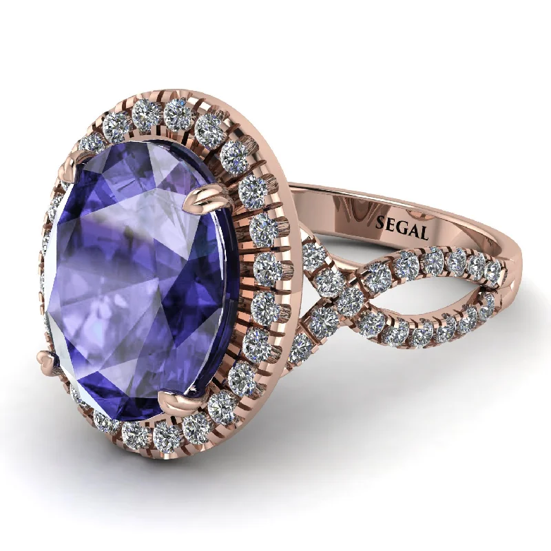 Silver Men’s Ring with Design-Glamorous Oval Tanzanite Ring - Jordyn No. 202