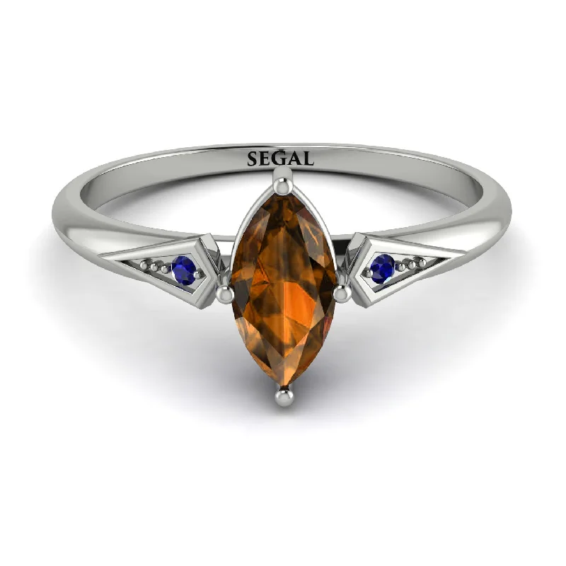 Unique Gold Ring for Fashionistas-Marquise Brown Diamond Geometrical Engagement Ring - Reese No. 1115